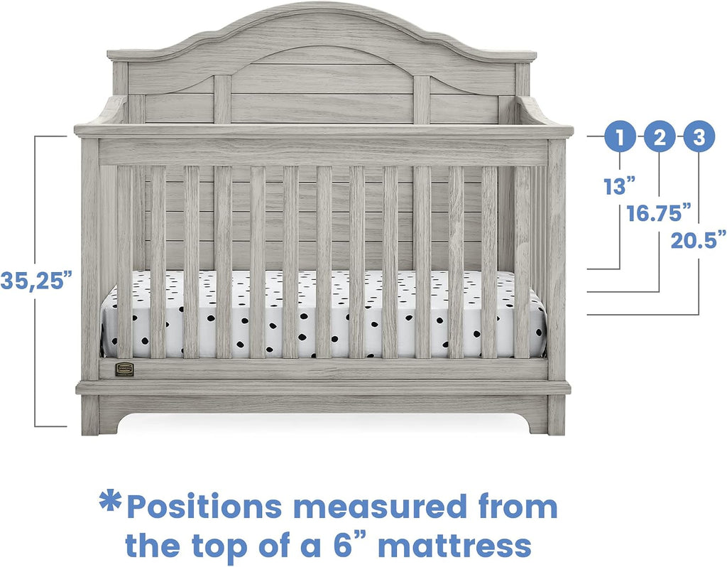 Asher Crib and Dresser Nursery Furniture - 6-in-1 Convertible Crib with Toddler Rail | Fully Assembled 6 Drawer