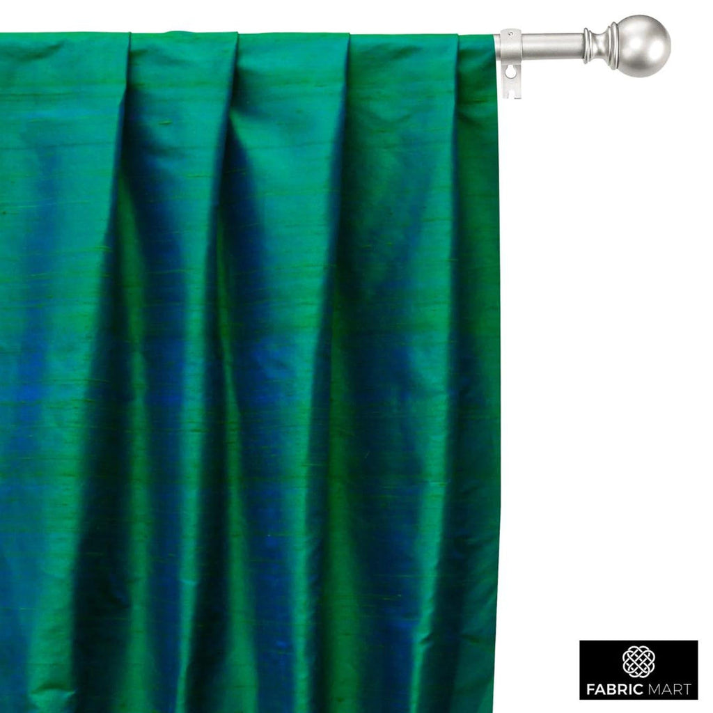 Mart Direct Peacock 100% Pure Silk Dupioni Fabric By The Yard, 1 Yard 41 inches Width Pure Raw Silk Solid Color Blue