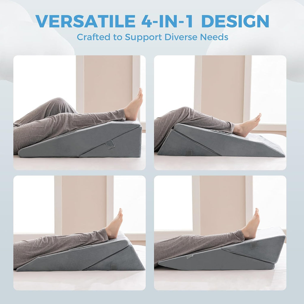 Adjustable Knee Wedge Pillow for Sleeping, Orthopedic Leg Elevation Pillow with Foam, Leg Pillow for Side Sleepers