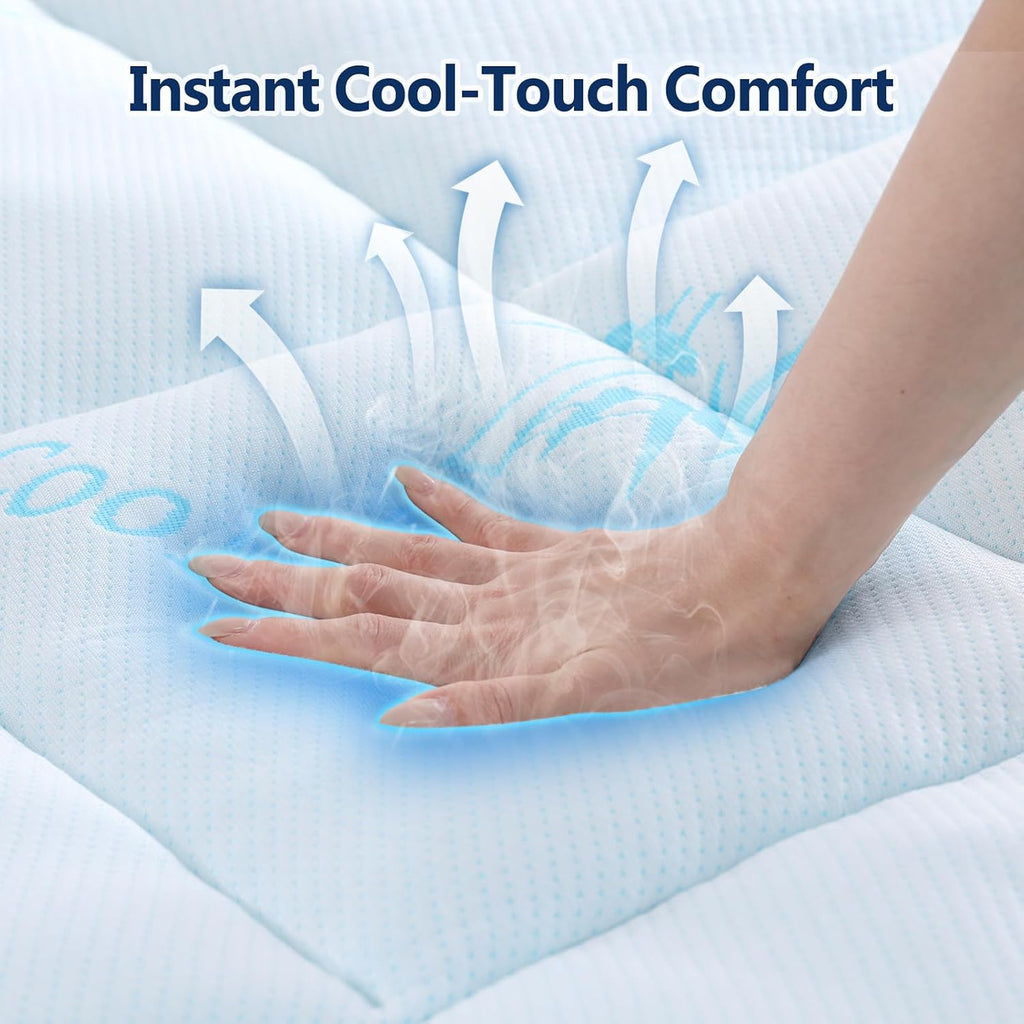 100% Waterproof Queen Mattress Topper, Viscose Derived from Bamboo | Cooling Pillow Top Memory Foam Mattress Topper