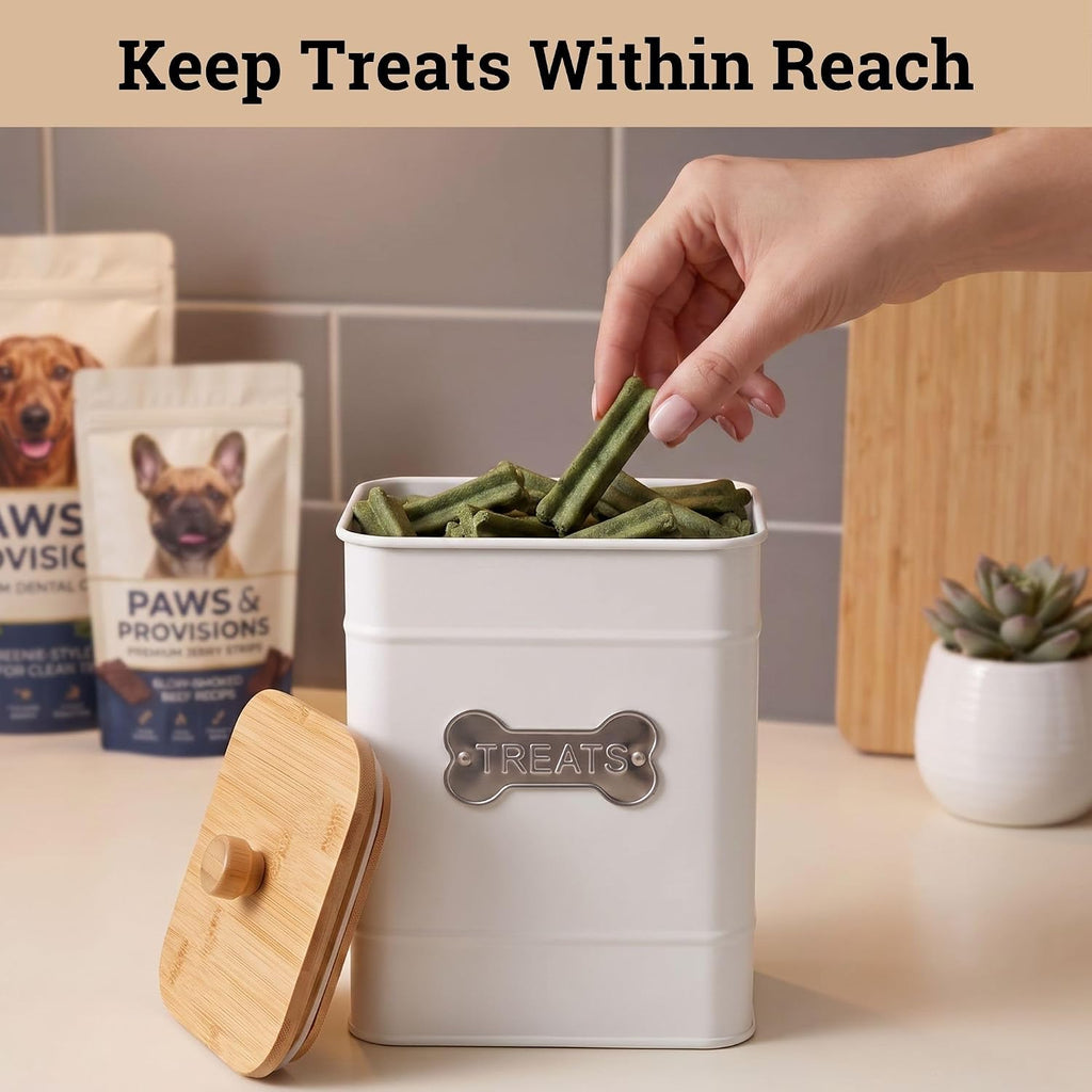 Dog Treat Container Airtight, 6"W x 8"H, Powder Coated, 12 Cup Capacity