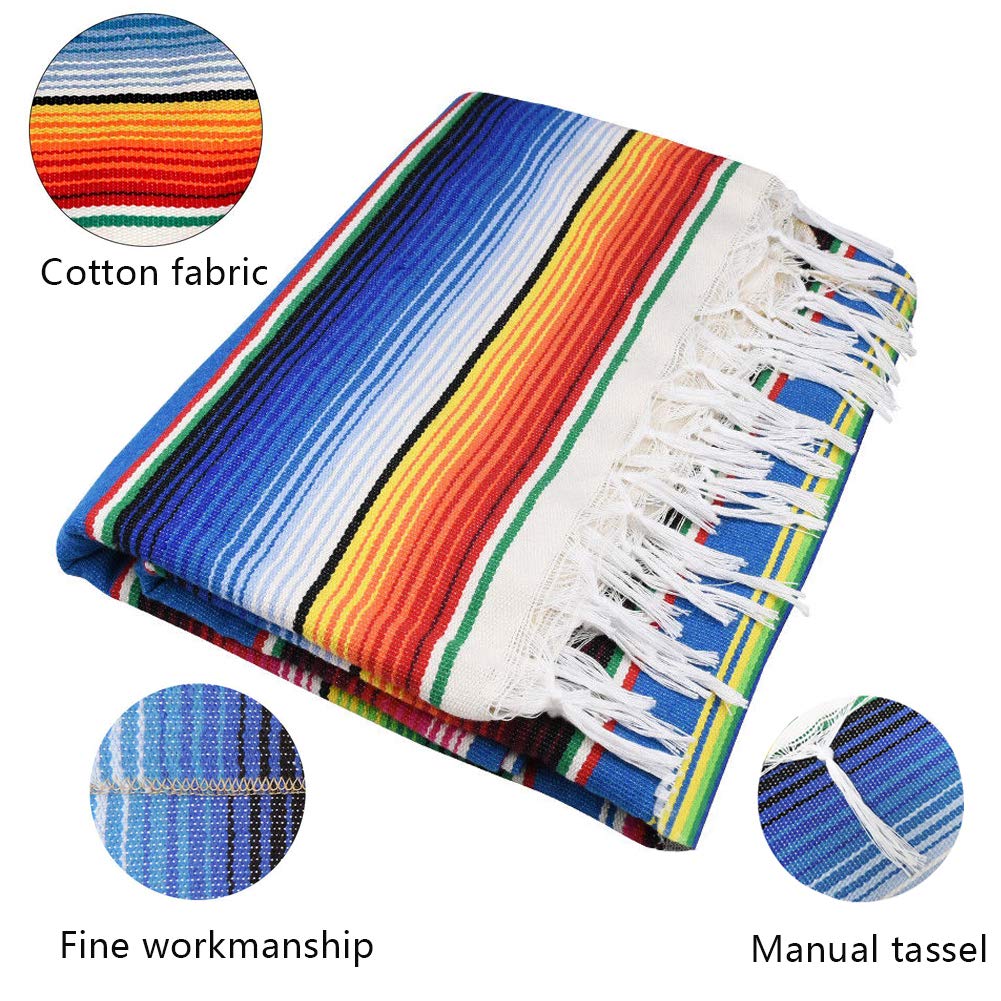 Mexican Serape Blanket Tablecloth 59 x 84 Inch for Mexican Wedding Party Decorations Outdoor Picnics Dining Table