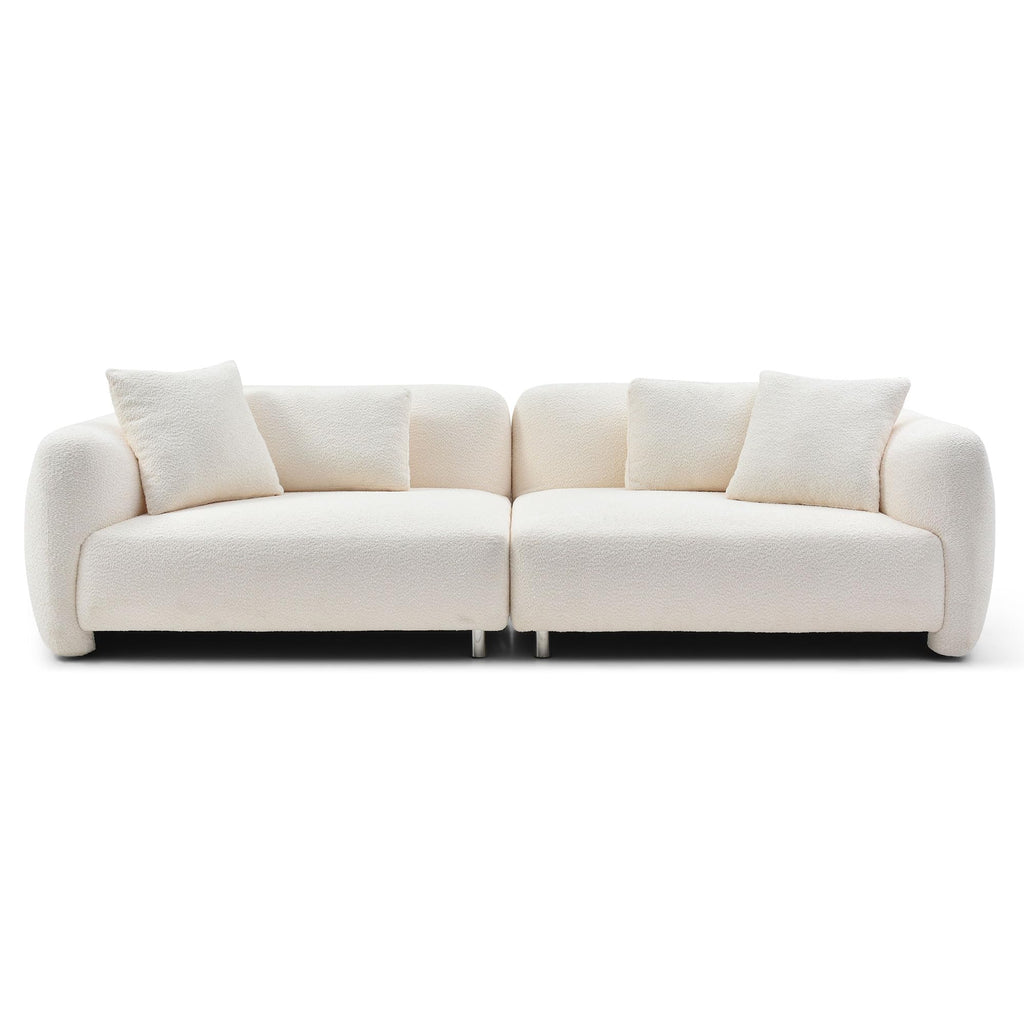 110.23'' Cloud Sofa, Comfy Teddy Boucle Fabric Curved Couch, Oversized Modern Upholstered Sectional Sofa Couch with 4