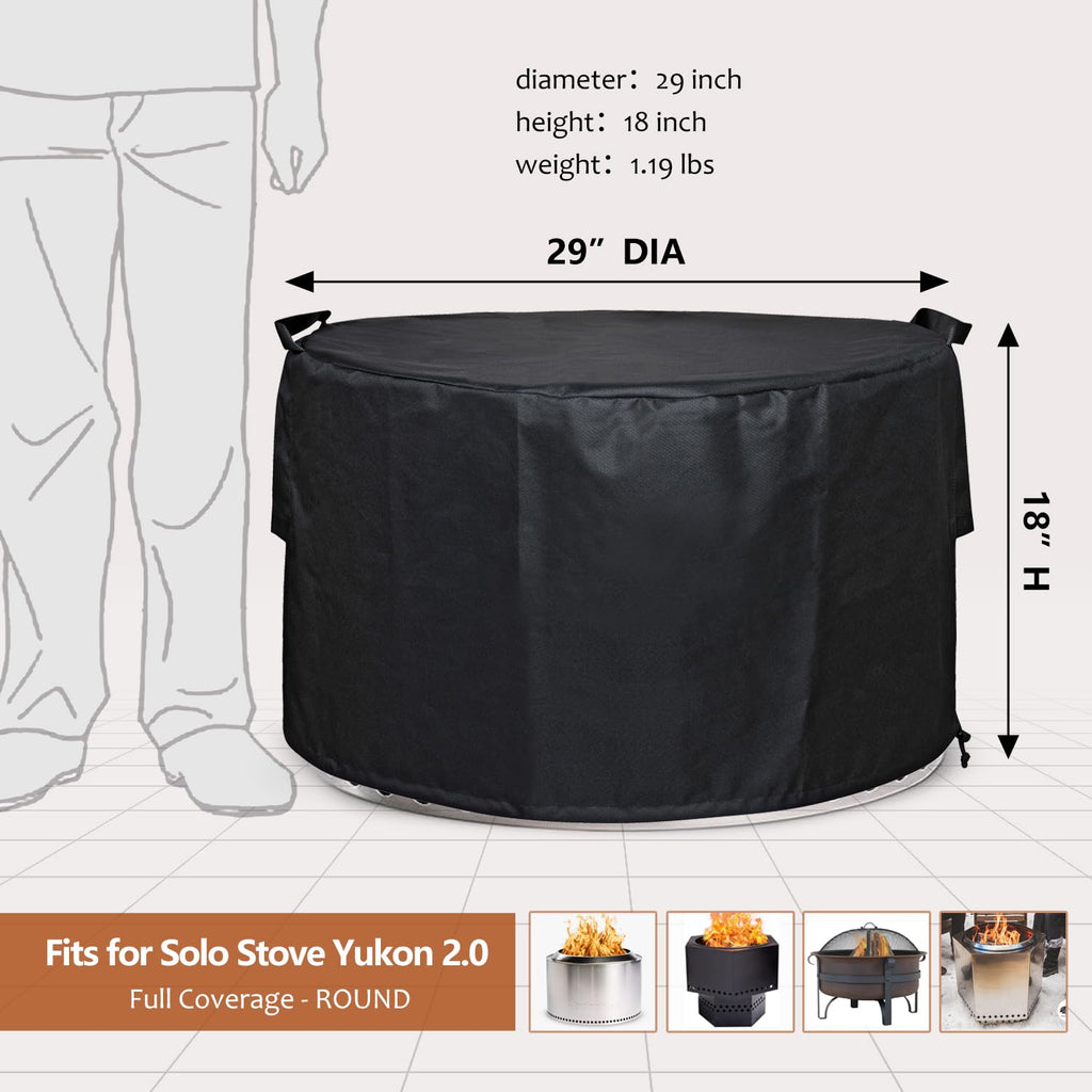 Fire Pit Cover Round for Yukon 27"-29", Waterproof