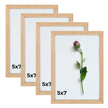 5x7 Picture Frame Set of 4 Solid Oak Wood 5 x 7 Photo Frame