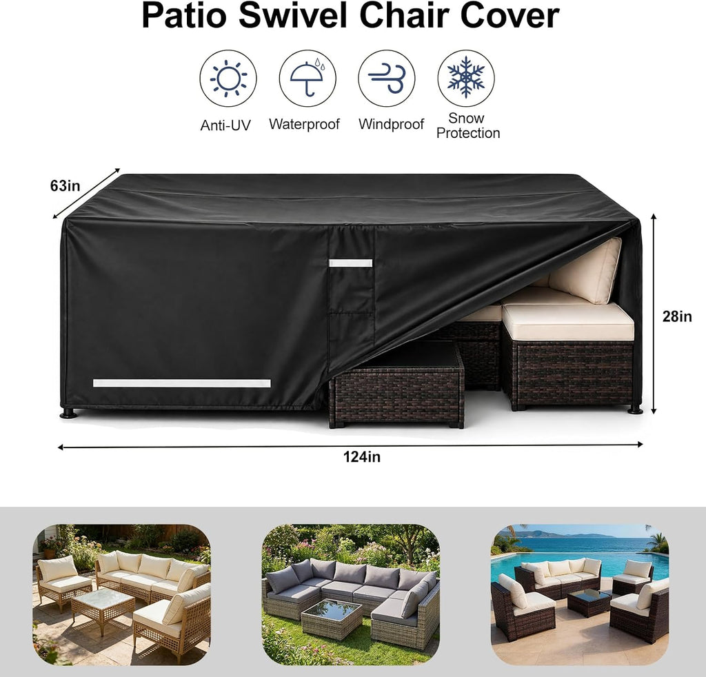 Rectangular Outdoor Furniture Covers Waterproof, Heavy Duty Patio Furniture Covers, 100% Waterproof Outdoor Couch