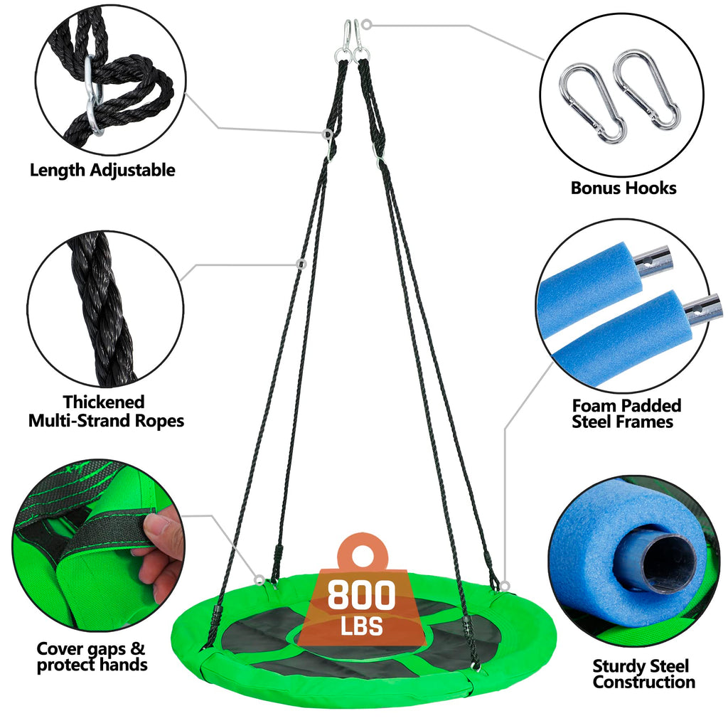 40 Inch Saucer Swing with Heavy Duty A-Frame Metal Stand