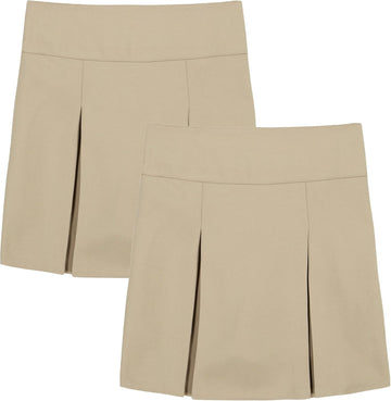 Girls' School Uniform Pull-on Pleated Scooter Skort, Pack