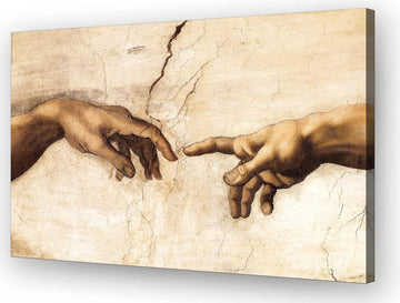 Vintage Renaissance Creation of Adam Wall Art Famous Painting Posters Framed Prints Hand of God Wall Art Canvas Wall