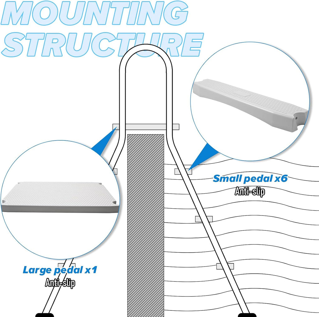 Above Ground Pool Ladder,42" Heavy Duty Luxury Pool Ladder with Platform,3-Steps Swimming Pool Ladder,304 Stainless