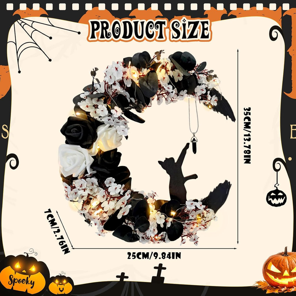 Halloween Wreath Decorations - Halloween Wreath for Front Door with Light