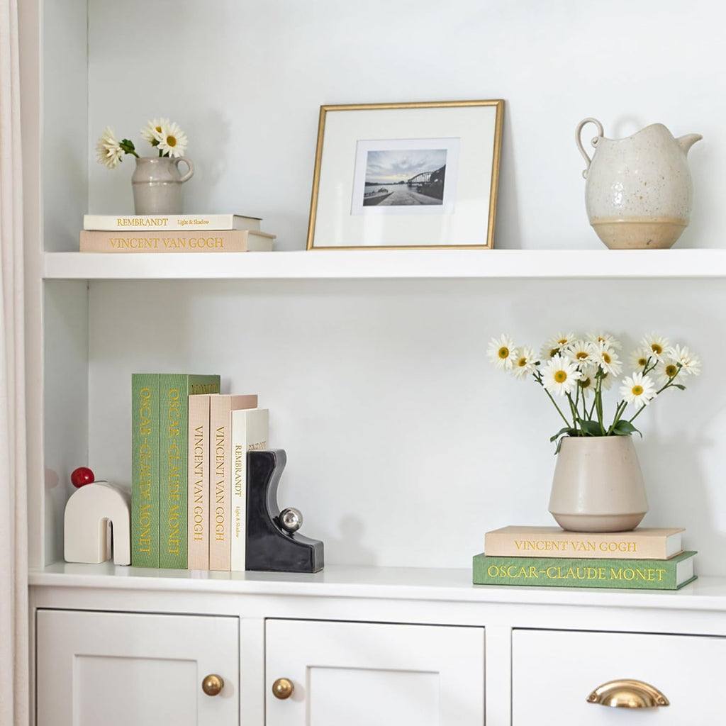 Aesthetic Decorative Books, Set of 3 Linen Faux Book Boxes, Sage | Stylish Storage Boxes Decor, Photo Organization, &