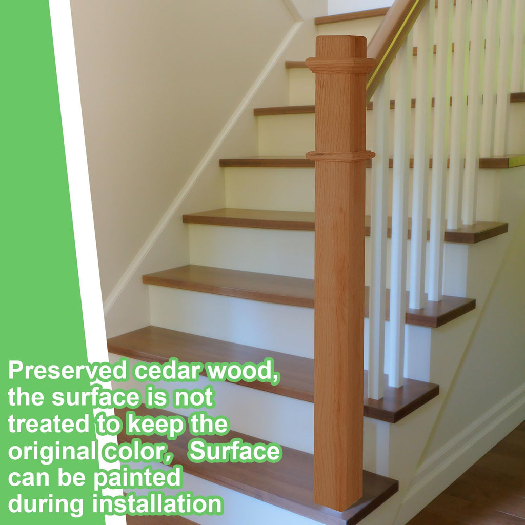 3.5 X 48 Inch Square Newel Post Red Oak Solid Wood Box Newel