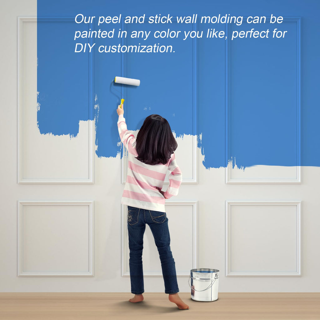 Peel and Stick Wall Molding Kit 6-Frame Premade, Ready-to-Assemble Wall Moulding Panel Frame, Self Adhesive