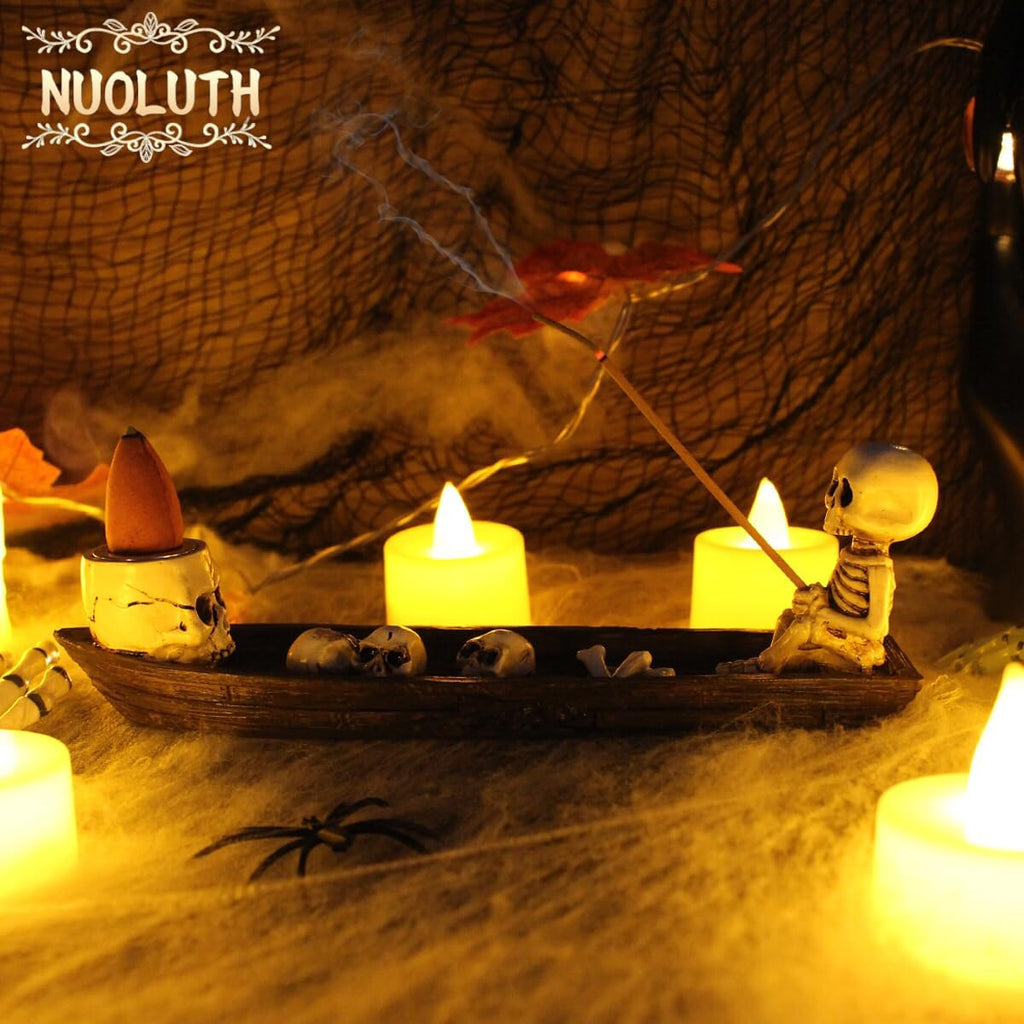 Incense Burner, backflow Incense Burner,Skeleton Ship Incense Holder,Hand-Carved Decorations,Cool Room Decorations