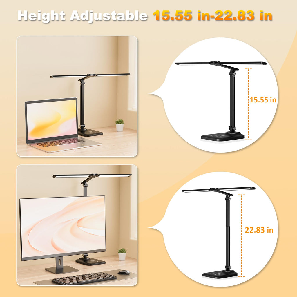 LED Desk Lamp Home, Height Adjustable Architect Desk Light with USB Adapter, Stepless Dimming Desk Lamp Light
