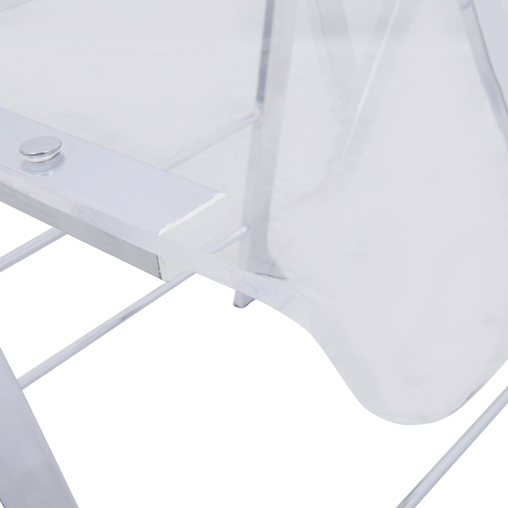 Transparent Acrylic Folding Chair, Lightweight Iron Chrome Base, Comfortable Clear Desk Chair, No Assembly Needed