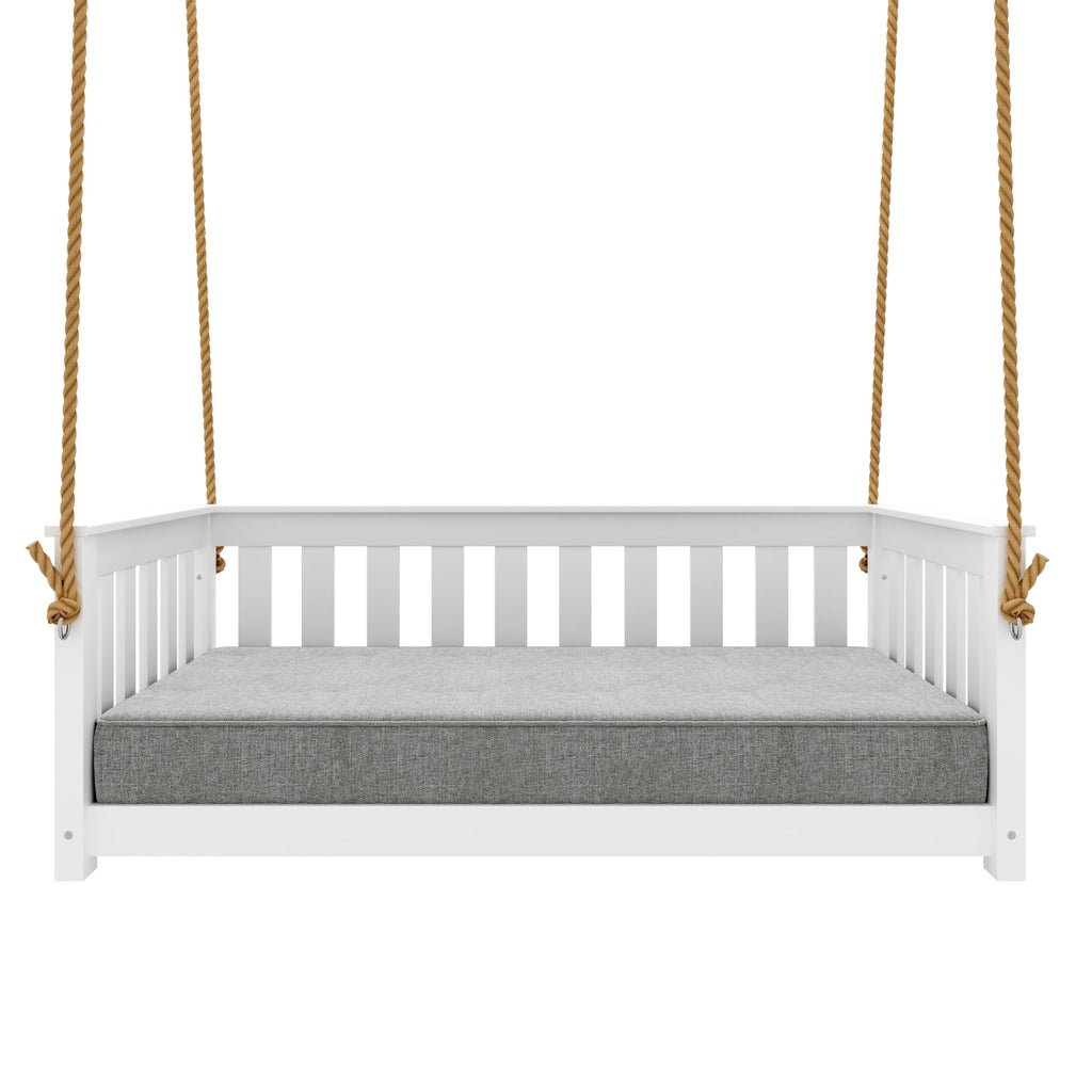 Beckett Heavy Duty Poly Daybed Swing in White, Crib Size - Composite HDPE Porch Swing Bed Made from Recycled Plastic