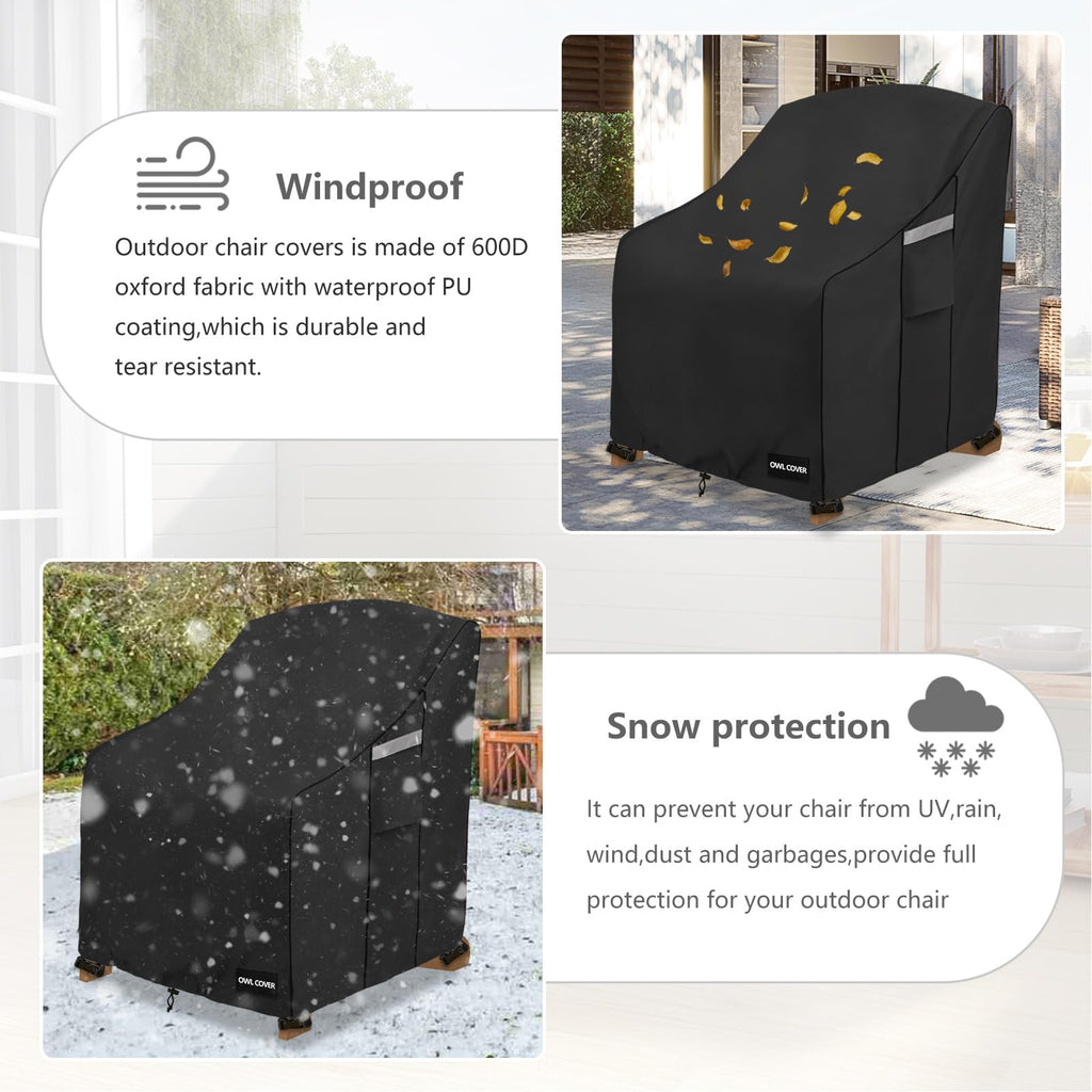 Outdoor Chair Covers 30"W x 34"D x 36"H, 600D Heavy Duty Waterproof Patio Chair Cover, Outdoor Furniture Covers for