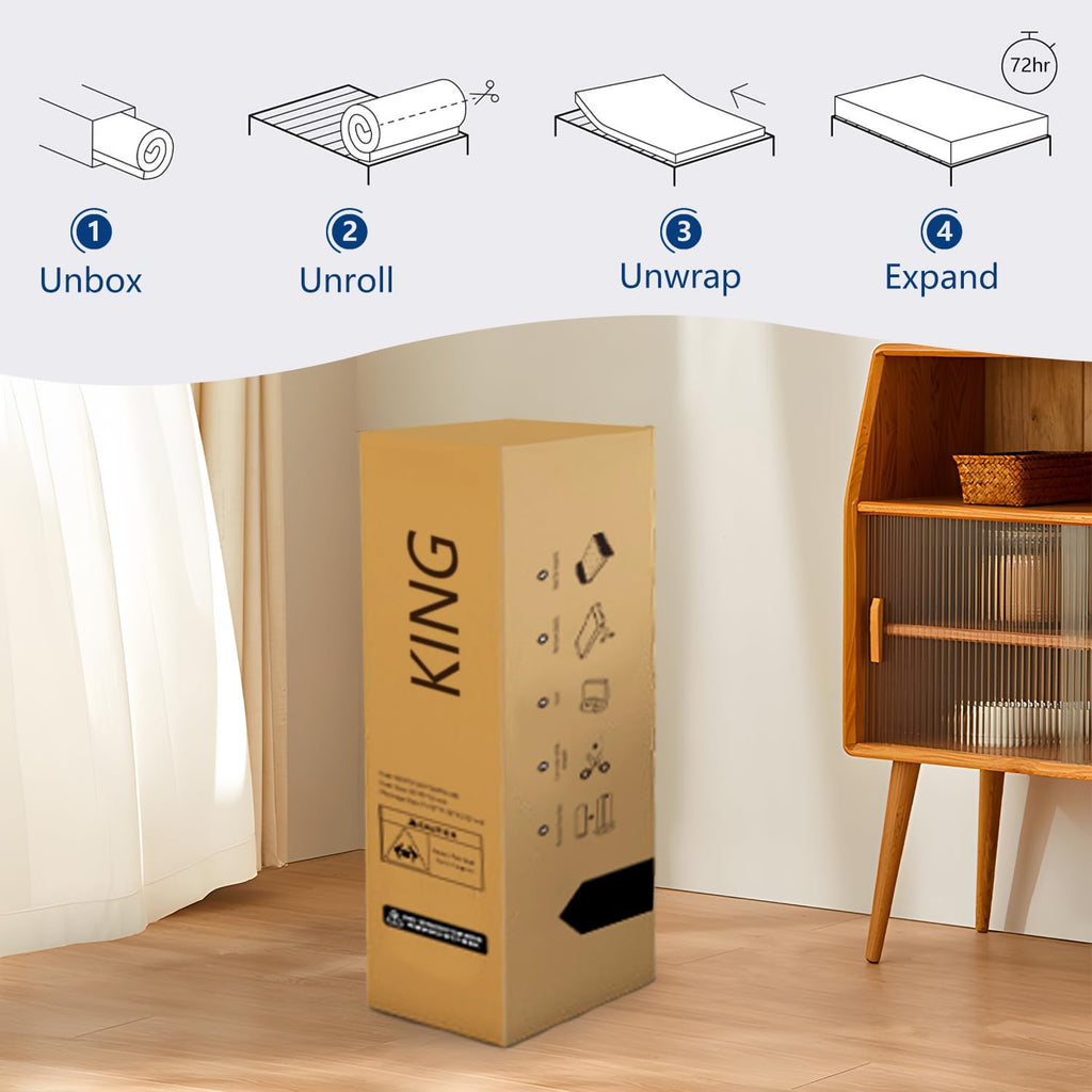 King Size Mattress, 14 Inch Hybrid King Mattress in a Box with Gel Memory Foam, Individually Wrapped Pocket Spring