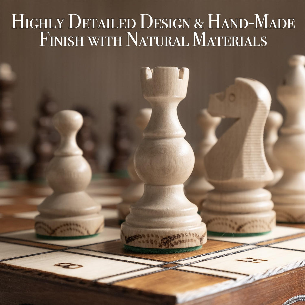Legate Luxury Wooden Chess Set for Adults and Kids - 18 Inch Handcrafted from Premium Beech and Birch Wood - Unique