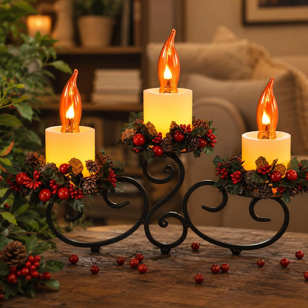C18 Orange Flickering Flame Light Bulbs, 1W E12 Base