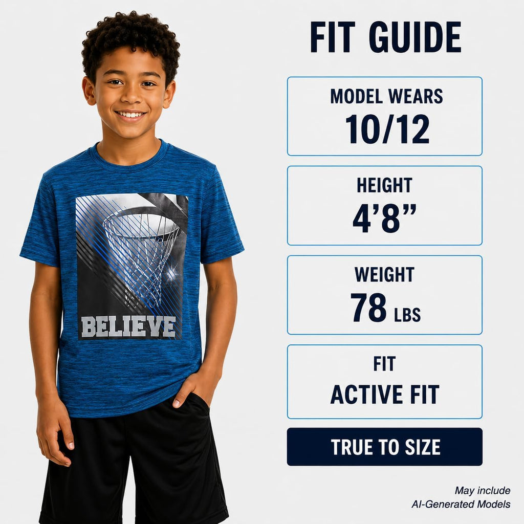 Boys 4 Pack T-Shirt- Athletic Basketball Graphic Short Sleeve