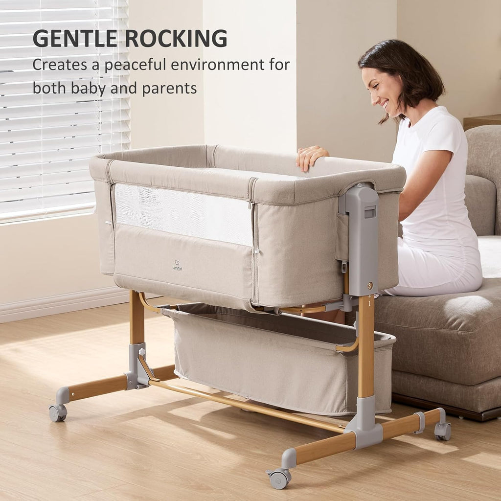 3 in 1 Baby Bassinet, Rocking Bassinet, Bedside Bassinet, 6-Height Adjustable, Bassinet Bedside Sleeper, Bedside