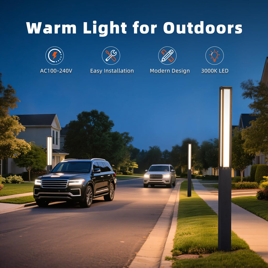 92" Tall Landscape Path Lights, AC 100-240V Bollard Lights, Pole Light