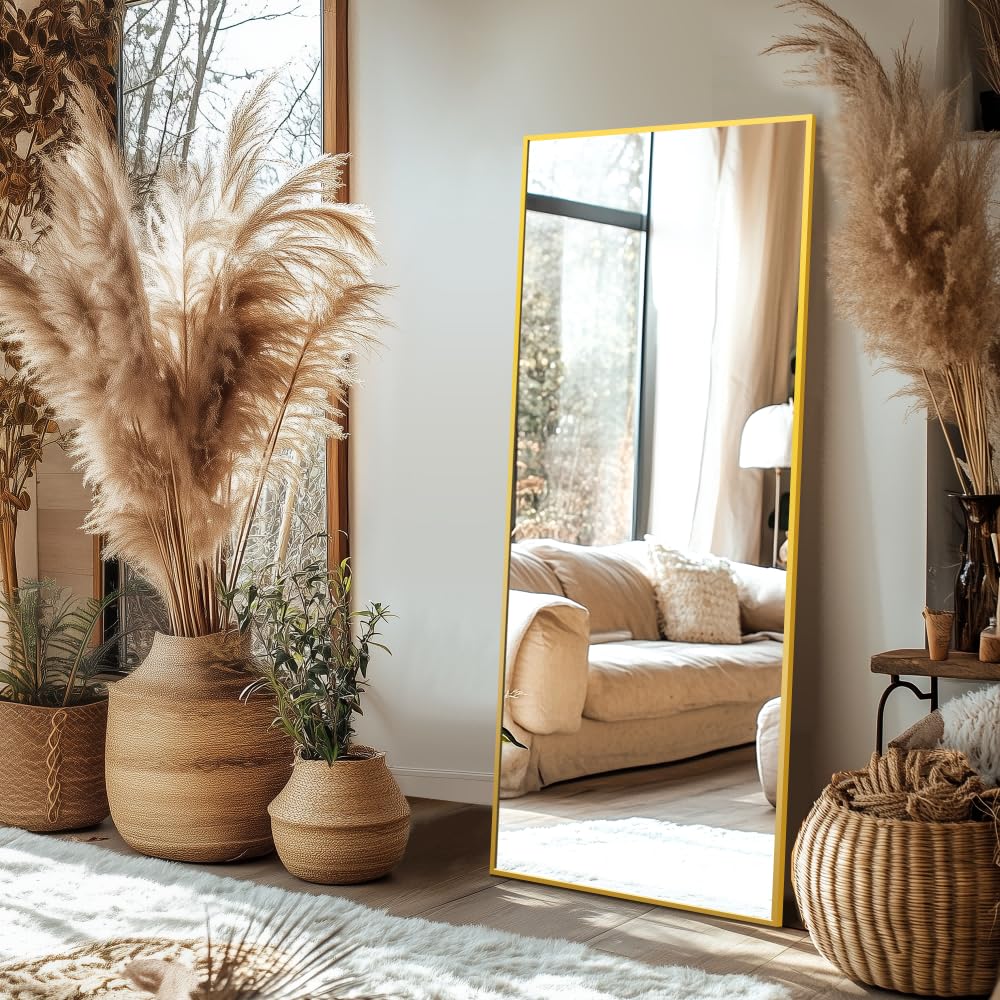 Full Length Mirror with Stand, 69x24 Gold Floor Mirror