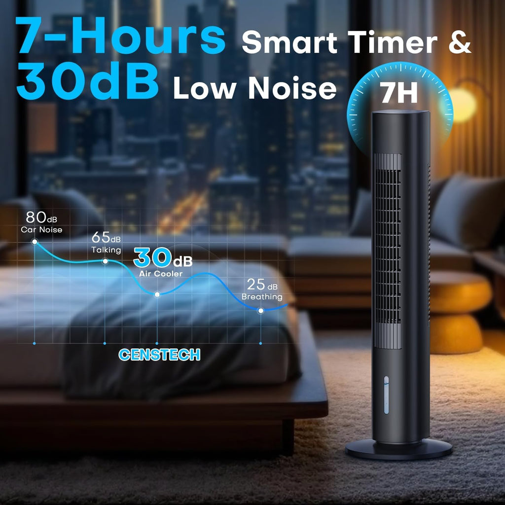 Windowless Portable Air Conditioners, 35" Evaporative Air Cooler w/3 Speeds, 25ft Remote&Touch Control, Timer