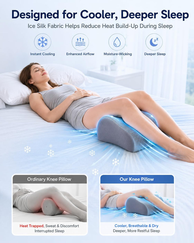 Knee Pillow for Back Sleeping, 5.7" Memory Foam Leg Pillow | Yoga Bolster Pillow, Support Pillow Between Legs for