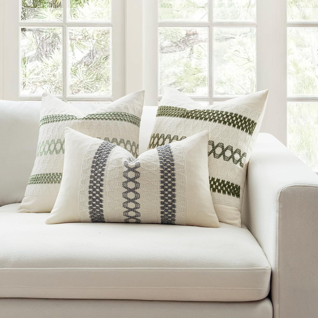 Christmas Moss Green Boho Decorative Pillow Covers, 20x20