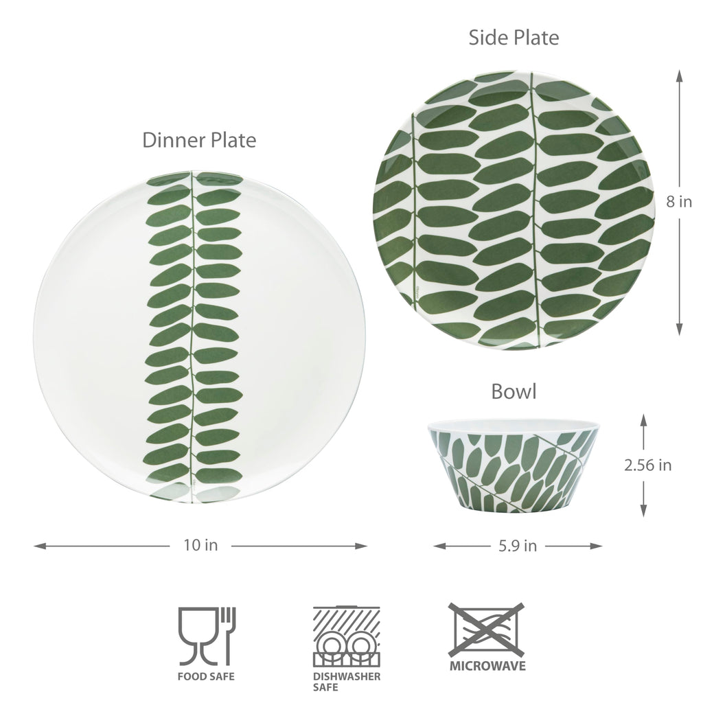 Melamine Dinnerware12 Piece Outdoor Indoor Set, Spidy Blue