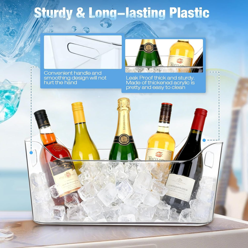 10L Clear Ice Bucket for Parties, Acrylic Beverage Tub with Scoops - Set of 2