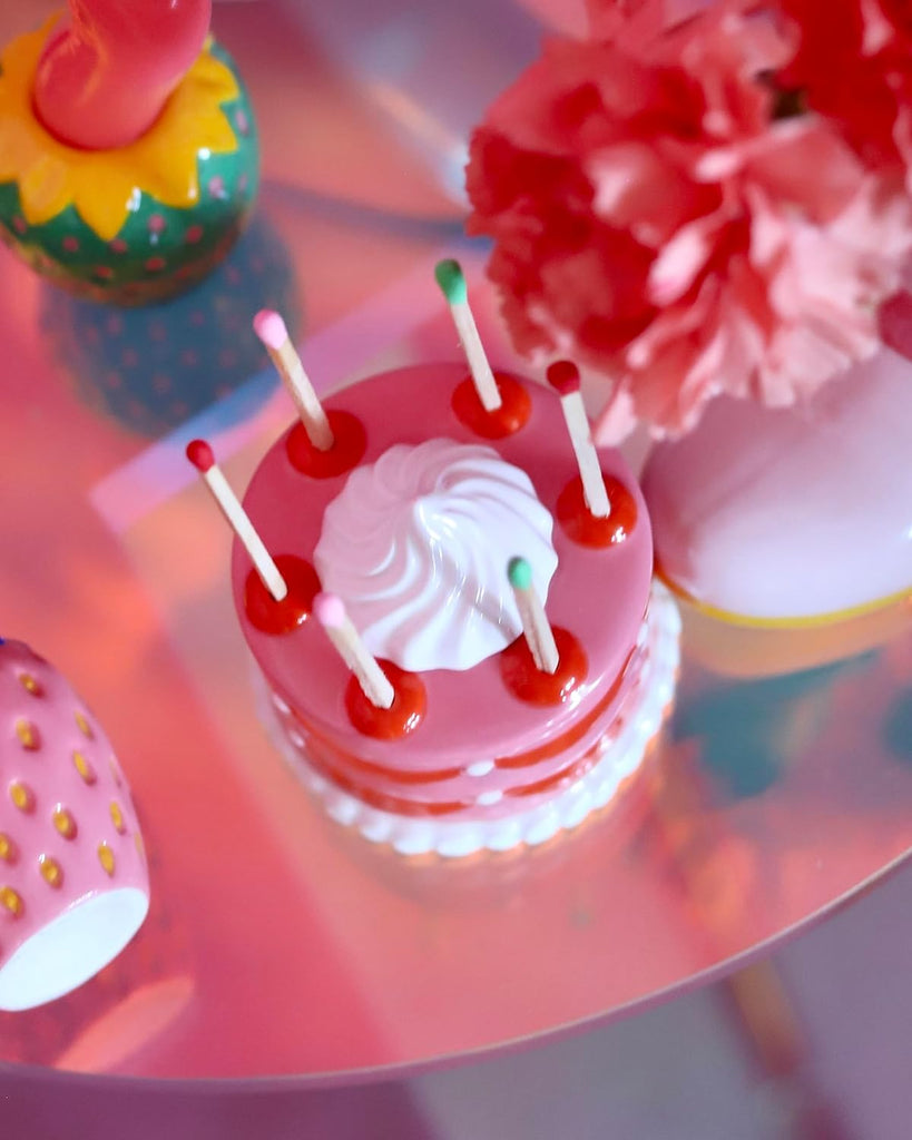 Match Holder with Striker Decor, Pink Cake