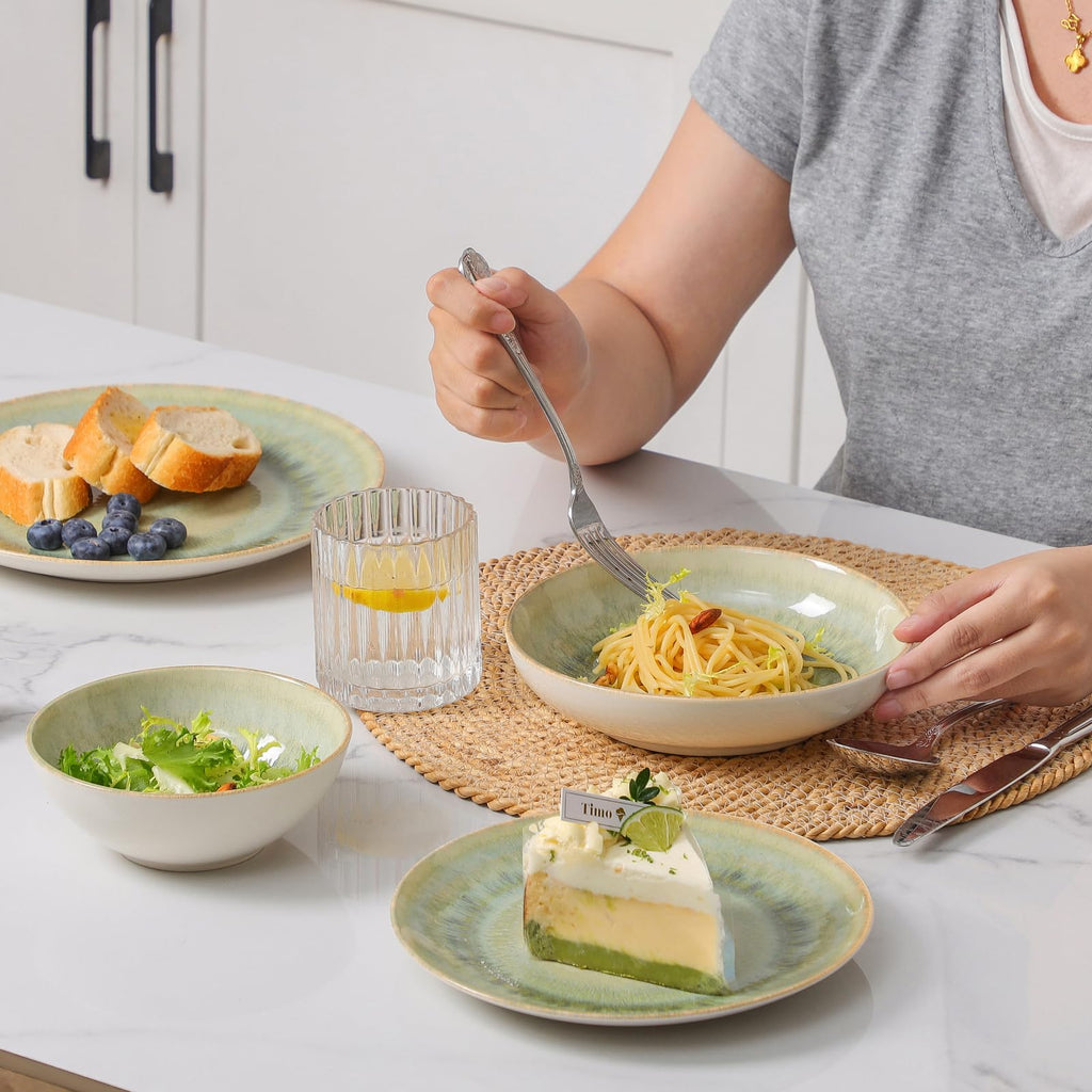 Ceramic Plates and Bowls Sets for 4,16 pcs Dinnerware sets