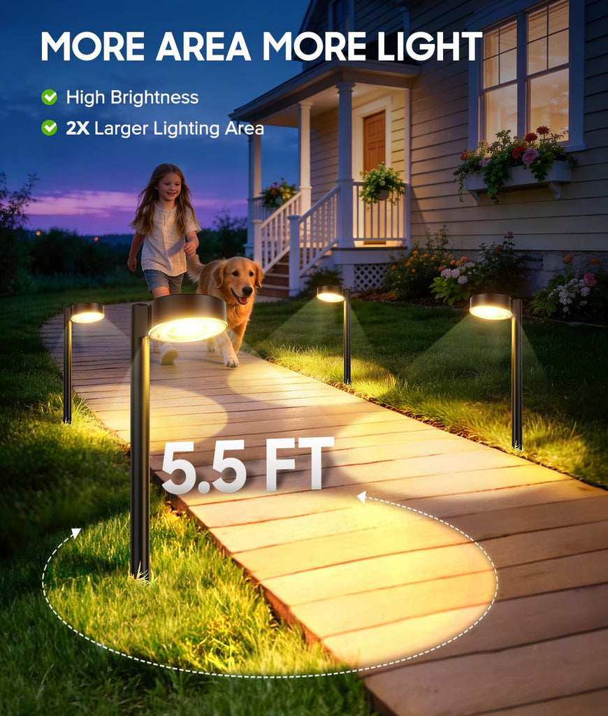 12 Pack Solar Pathway Lights Outdoor, Solar Powered Landscape Path Light with Larger LED Lens, Brighter Up to 12 Hrs