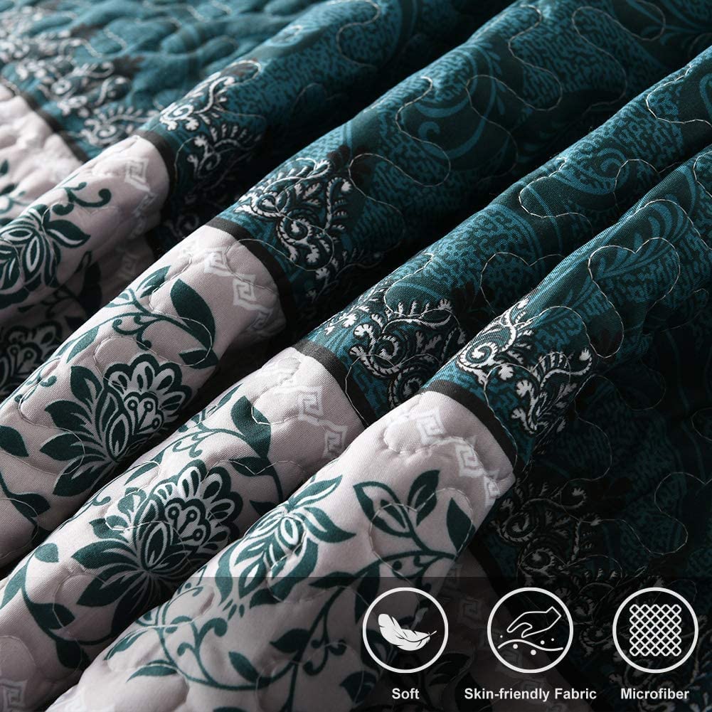 3-Piece Quilt Set Quilted Bedspread Oversized Microfiber Soft Lightweight Bedding Set with Shams for All Season
