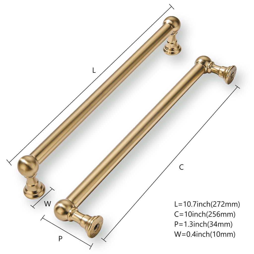 2 Pack 10 Inch Hole Center Champagne Bronze Cabinet Pulls Heavy Duty Solid Satin Brass Cabinet Handles for cabinets