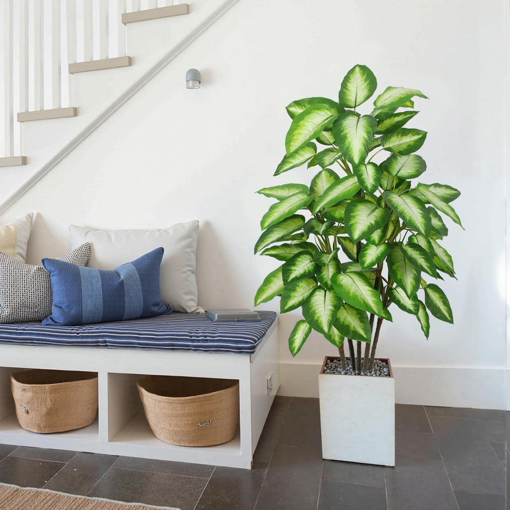 Artificial Golden Dieffenbachia 4ft Tall Artificial Plants Indoor Decorative Silk Plants Potted Faux Tropical Tree