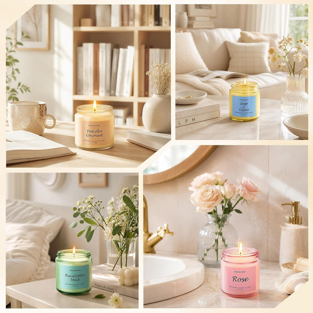 Candles Scented, 6 Pack Soy Wax Aromatherapy Gift Set for Women - Set of 6
