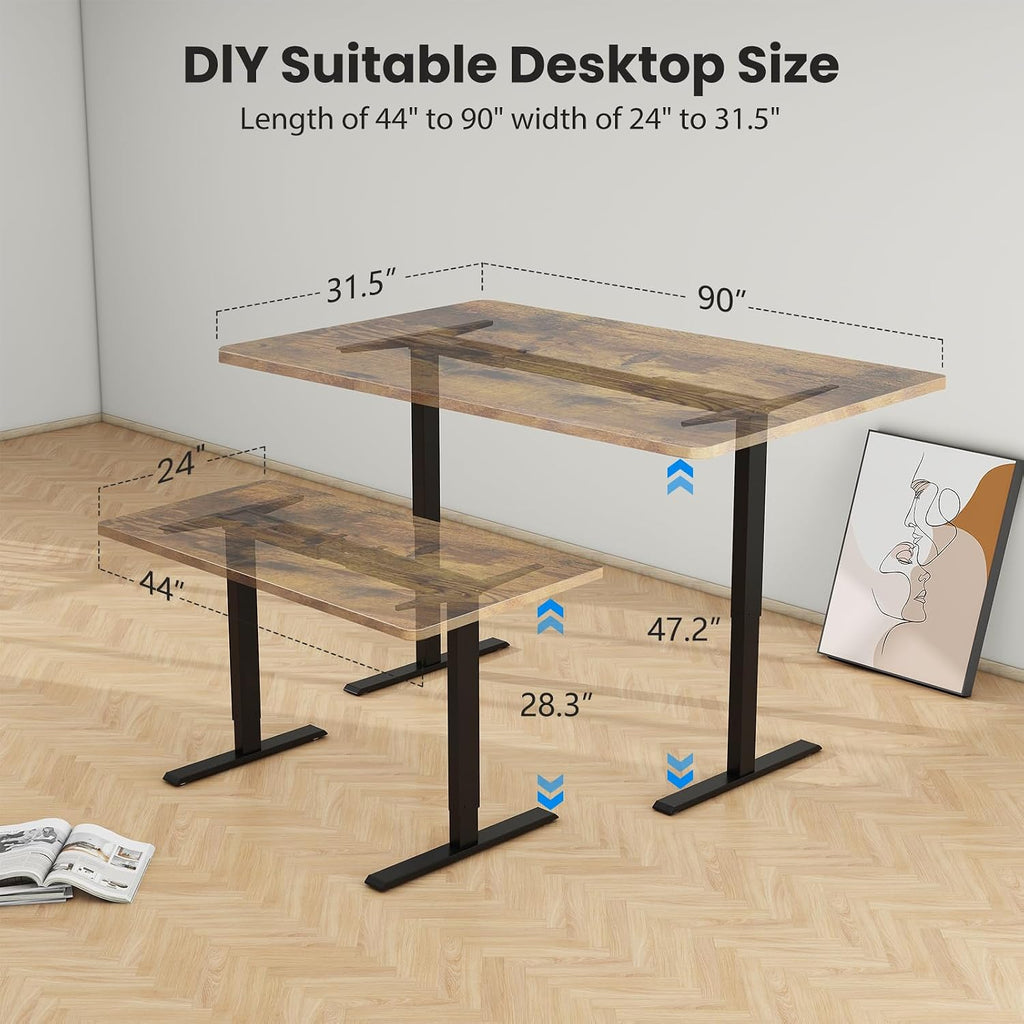 Dual Motor Standing Desk Frame- Height Adjustable Electric Desk Legs, Heavy Duty Sit to Stand Up Desk Base, 4 Memory