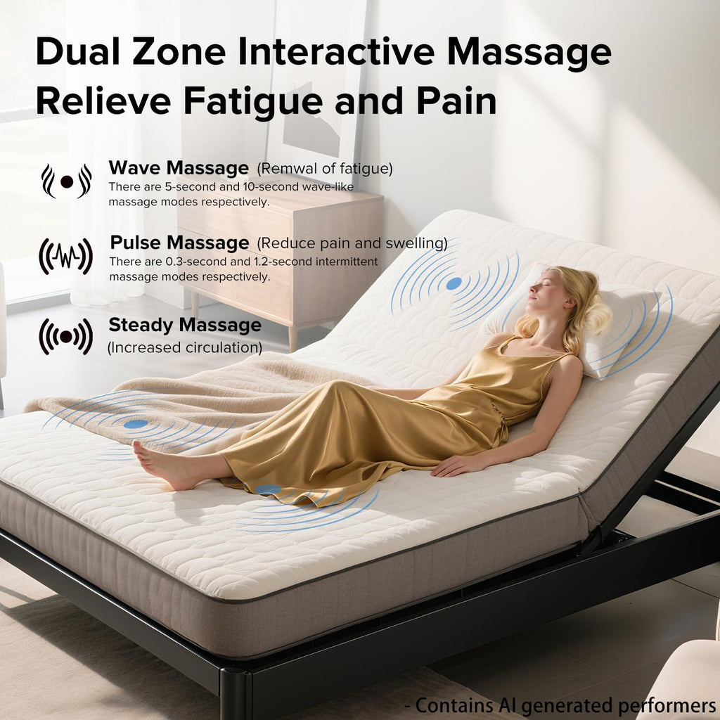 Queen Adjustable Bed Frame Base with Massage and Remote