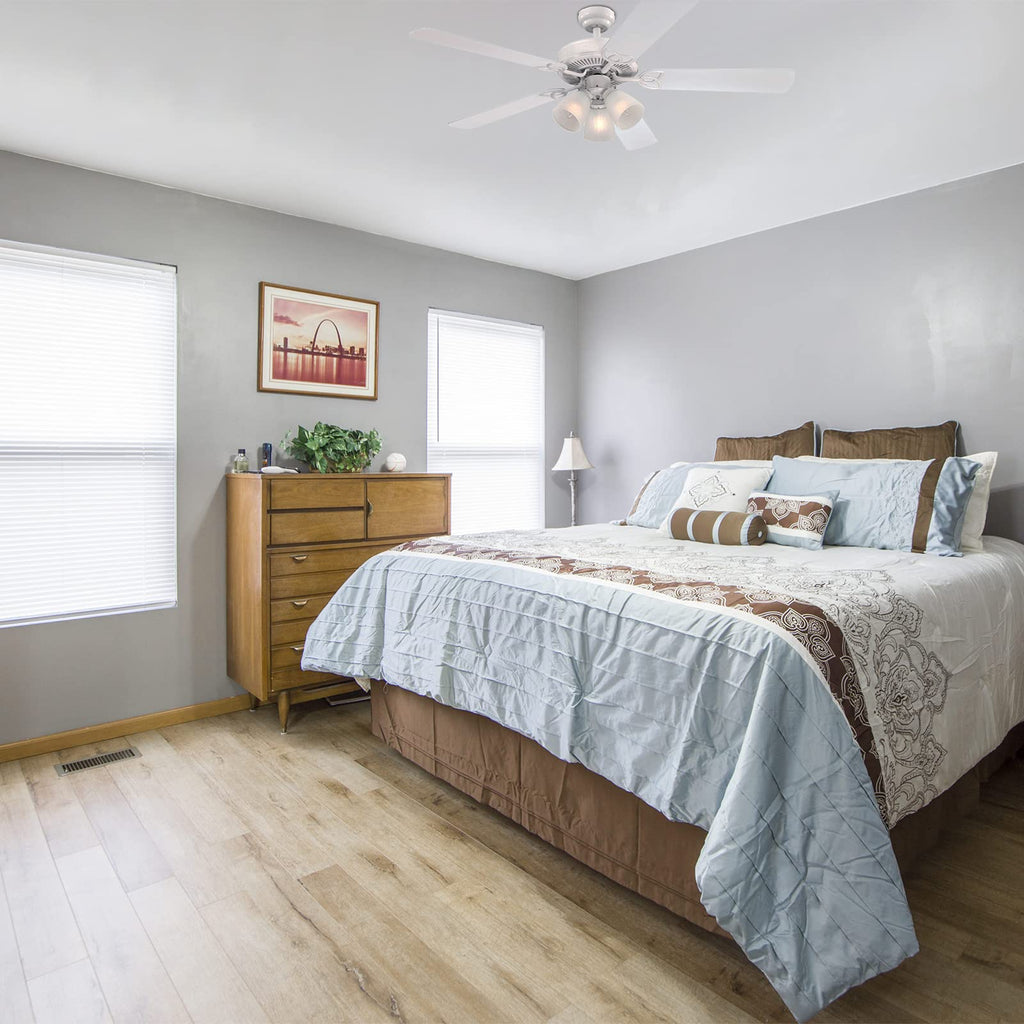 Lighting 52 Inch Vintage Indoor Ceiling Fan with Dimmable LED Light Fixture and Frosted Ribbed Glass in White Finish