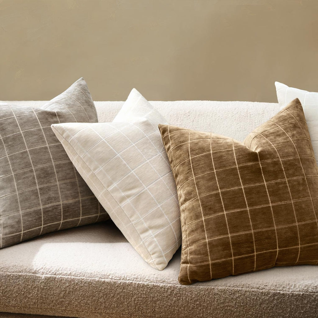 Toffee Plaid Decorative Fall Throw Pillow Covers 20x20 Set of 2