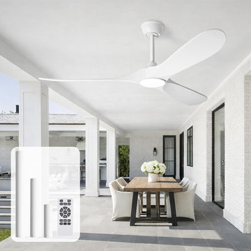 Inspired Maverick Style 52 Inch White Ceiling Fan with Light and Remote, Wood Outdoor Ceiling Fans with Lights