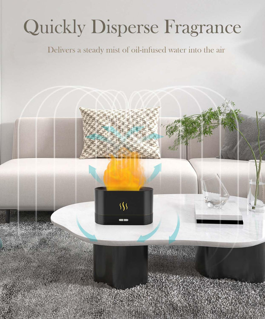 Essential Oil Diffuser, Humidifier with 7 Colors Flame Light, 180ml Air Humidifiers, Gifts - Portable, Auto-Off