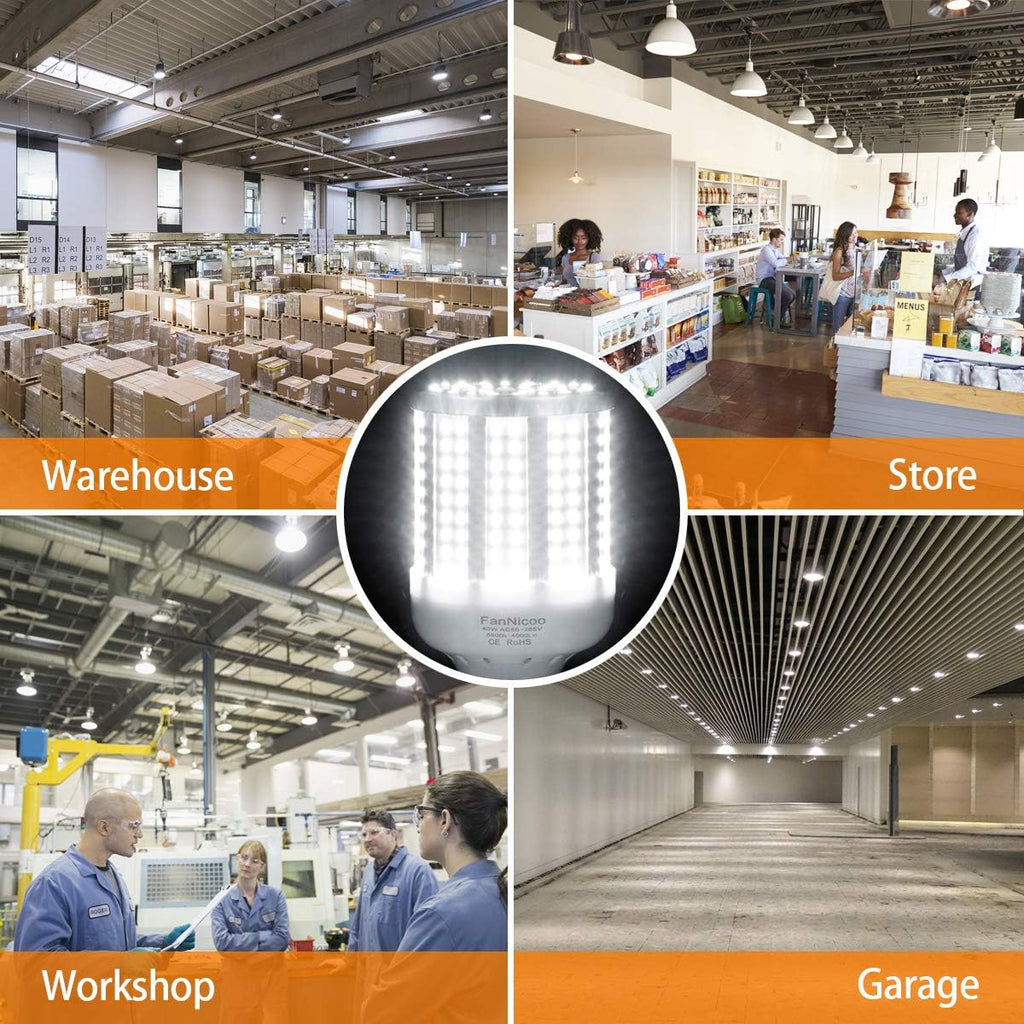 2 Pack 280W Equivalent LED Corn Light Bulb, 4000 Lumen 6500K Cool White Daylight 40W LED Corn Lamp,E26/E27 Medium