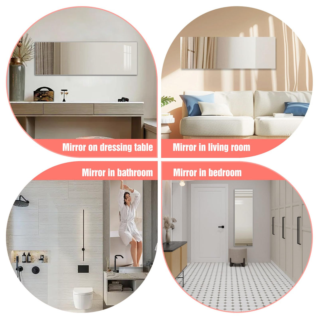 Full Length Mirror,47.25x15.75 Inch Acrylic Shatterproof Soft Mirrors, Non-Glass Wall-Mounted Fitness Mirror